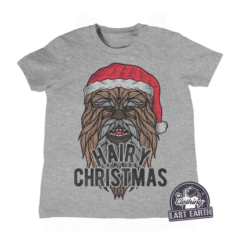 Hårig jul-T-shirt, rolig Chewbacca jultröja, luvtröja, tröja, herr, dam, barnpresenter, rolig sci fi-tröja med skägggåva bild 3