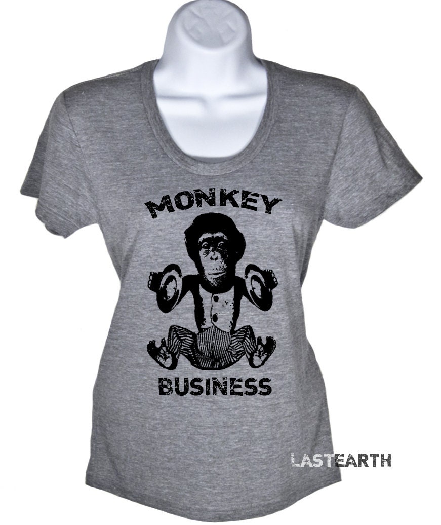 Womens Monkey Business T shirt Music Monkey Shirt Chimpanzee Tee