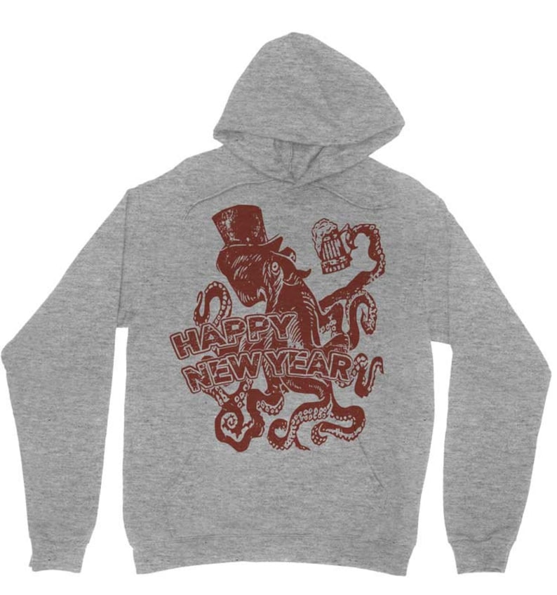 Nyårsbläckfisktröja / Hoodie / Hoodies / Unisex / Matchande tröjor / Par / Ugly Christmas-tröjor bild 6