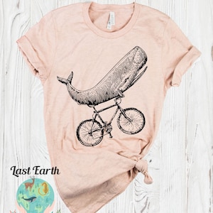 Whale Shirt, Bike Shirt, Vintage Soft Shirt, Unisex T-Shirt, Funny Whale TShirt, Mens Womens Kids Graphic Tees
