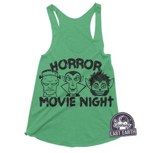 Horror Movie Night Racerback Tank | Horror Movie Shirt | Womens Halloween Shirt | Running Tank | Womens Tank Tops | Movie Gifts Graphic Tee