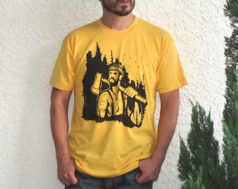 Lumberjack T-Shirt, Gifts For Him, Forest Print, Mens Gift, Tree Shirt