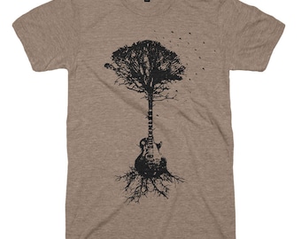 Guitar Tree Music Bird House T-shirt - Guitar Player Tshirt - Art Birds Tree T-Shirt - Mens Tee Womens T-shirts Tops muziek Shirt Rock N Roll