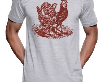 Rooster TShirt - Rustic Country Farm Shirt - Chicken Shirt - Mens Tshirt - Womens Graphic Tees - Gifts For Him - Present