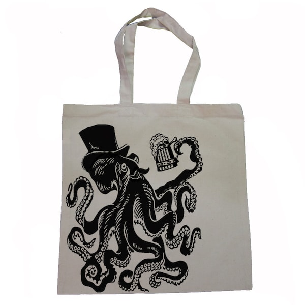 Otto the Octopus  - Canvas Tote Bag - 2 Color Options