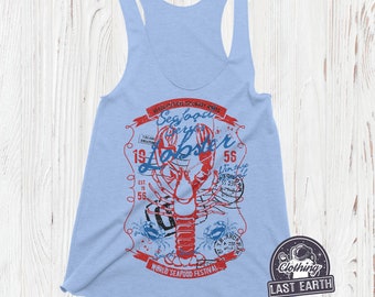 Vintage Lobster Tank Top, Retro Shirt, Beach Tank, Summer