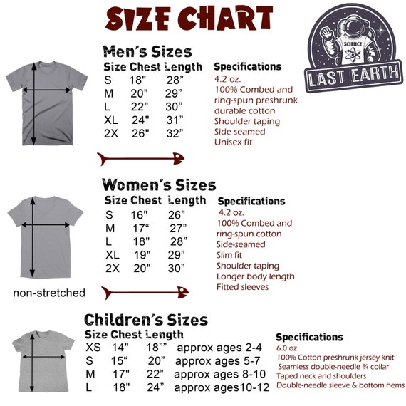 Asian T Shirt Measurement Chart