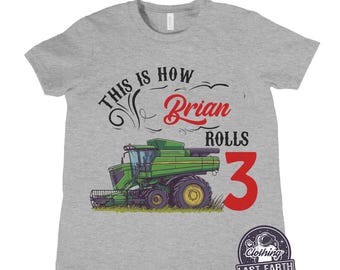 Kombinieren Sie Traktor T-Shirt Personalisierte Kindergeburtstags-Shirts - Namen und Altersgeschenk