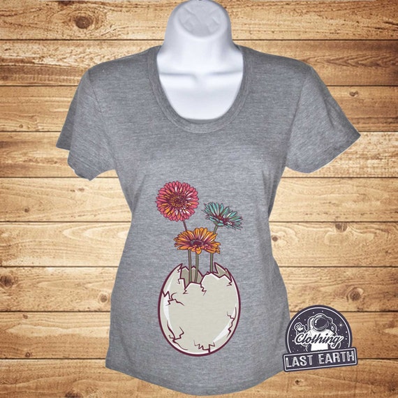 Funny Maternity T-shirt, Blooming Egg Pregnancy Shirt, Baby Bump