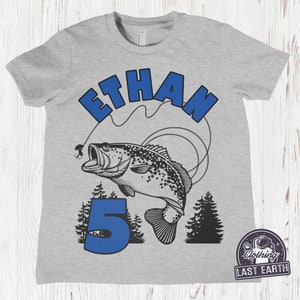 Kids Fishing Shirt | Personalized Birthday Gift, Camping Shirt, Childrens Clothing, Boys Tshirt, Girls Shirt, Any Name and Age Custom Shirt