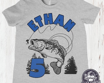 Camiseta de pesca para niños / Regalo de cumpleaños personalizado, camiseta de camping, ropa infantil, camiseta para niños, camiseta para niñas, camiseta personalizada con cualquier nombre y edad.