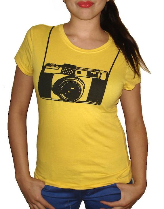 Womens Camera T-Shirt, Photographer Gift, Vintage Clothing