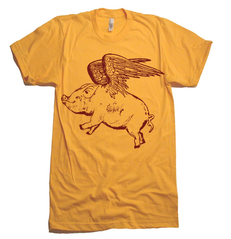 Flying Pig T Shirt Funny Pig Flying Tee Funny Bacon Tees Funny Etsy