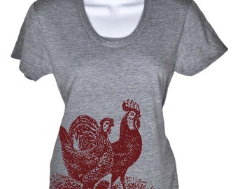 Women's Rooster Country Farm Chickens Vintage Soft Shirt T-Shirt Animal Tee Chicken Tshirt Mens Ladies Gift Idea Farmer Hen Present Birthday