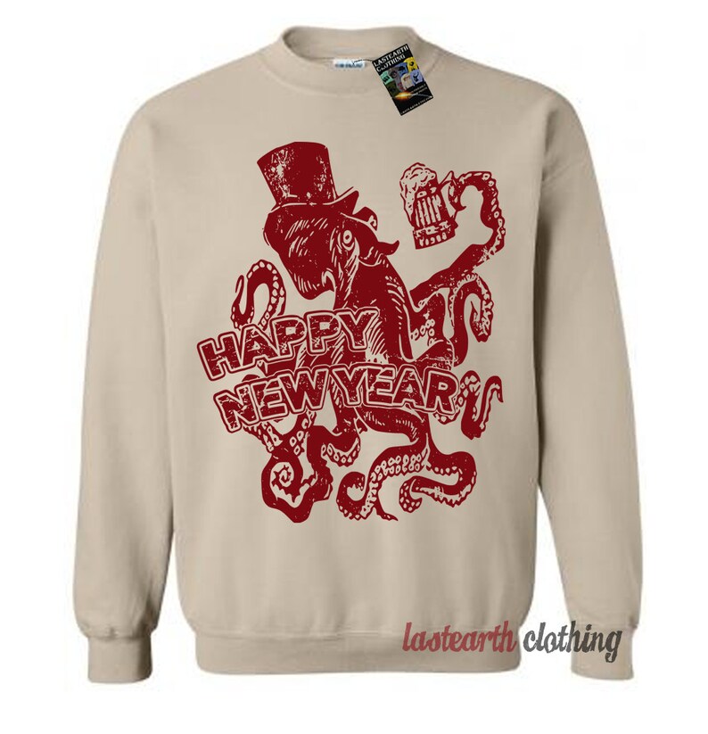 Nyårsbläckfisktröja / Hoodie / Hoodies / Unisex / Matchande tröjor / Par / Ugly Christmas-tröjor bild 1