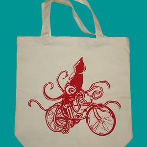 Squid Tote Bag Funny Tote Bags, Pig Tote, Raccoon Tote, Giraffe Tote, Elephant Tote, Lion Tote, Animal Prints Tote Bags Gifts for her
