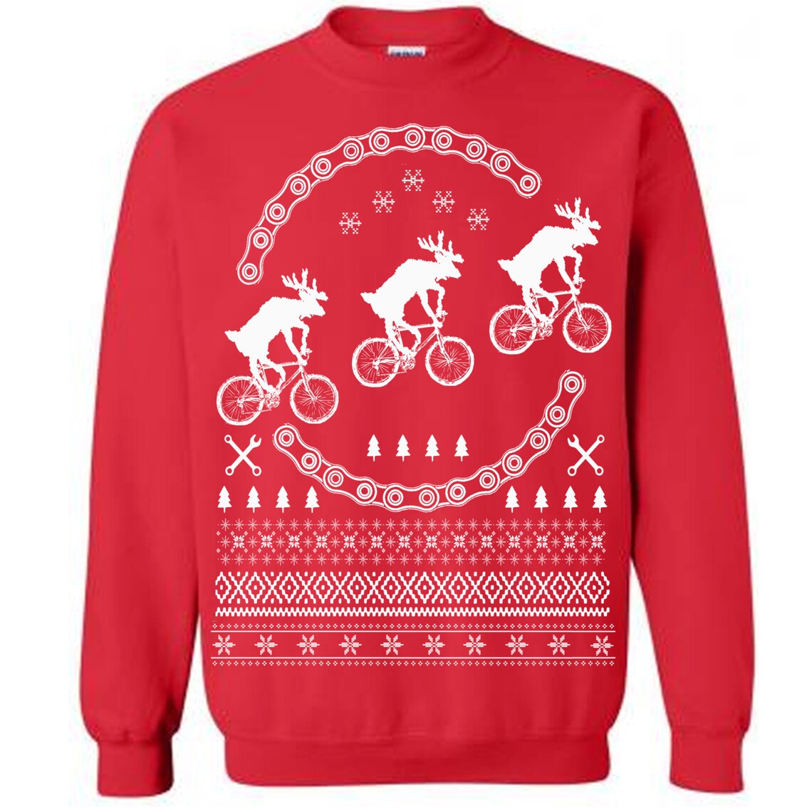 Christmas Ugly Sweater / Reindeers on Bikes Sweatershirt / | Etsy