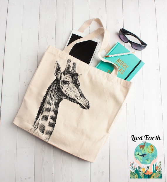 Giraffe Canvas Tote Bag, Animal Print, Mens, Womens, Kids