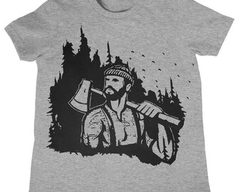 Lumberjack Woodland T Shirt  - Kids Lumberjack Camper Shirt Camping Camp Tee Childrens Clothing Kids Tees Outdoors Boys Girls Gift Ideas