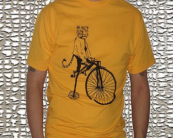 Men's Tiger on a Bike T Shirt - Womens Graphic Tees - Tiger Tshirt Zoo Shirt Matching Shirts Field Trip Kids Tshirt Circus Theme