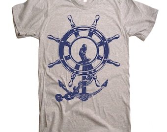Vintage Anchor & Wheel T-Shirt – Nautical Graphic Tee