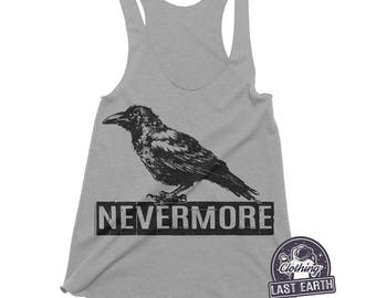 Nevermore Raven Tank Top | Edgar Allan Poe Gothic Graphic Tee Literary Graphic Women Ladies