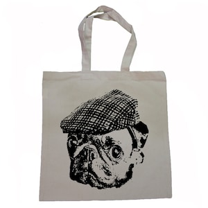 Mops Tote Bag Niedliches Geschenk Einkaufstasche Vintage Mops Canvas Shopping Geschenke Accessoire Handtasche Hundeliebhaber Lustiger Mops Tote Tiergeschenk