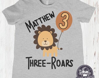 Lion Birthday Shirt, Personalized Birthday Party Shirts, 1st Birthday, 2nd, 3rd, 4th Birthday Custom Animal Tees, Kids Lion Tshirt