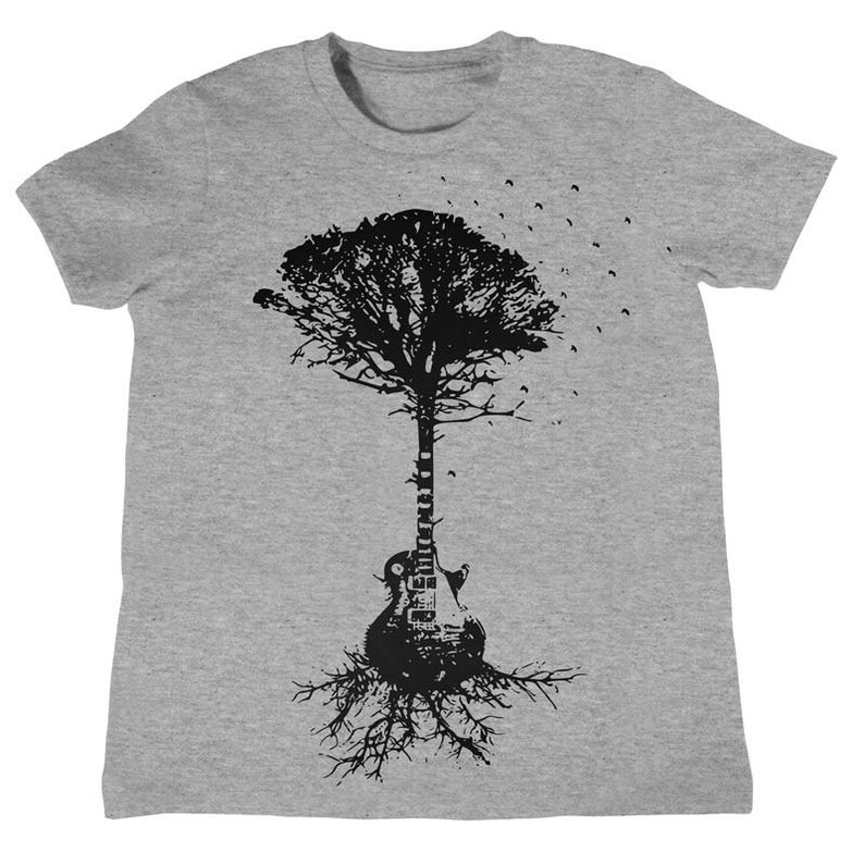 Guitar Tree Of Life And Science Childrens Musical Tree Roots Music Tee Kids Cool Tees Kids Clothing Childrens Birhtday Gifts for Boys Girls image 3