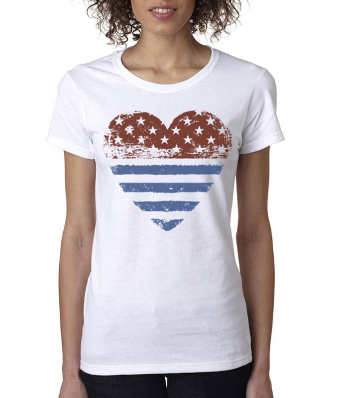 American Flag Heart T-Shirt For Women - 4th Of July Patriotic Graphic Tee, Red, Size Medium - View #5