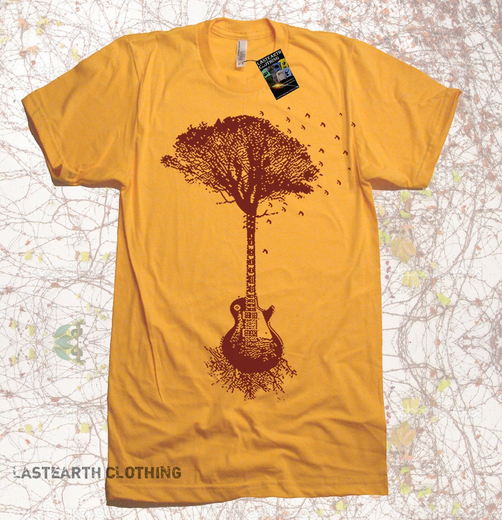 T-shirt De Noël Thème Guitare - Imprimé Arbre De Guitares, Coton, Personnalisable