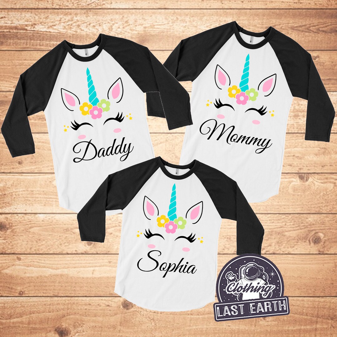 Camisas a juego de la familia Unicornio mama papa camisas personalizadas para ninos camisetas raglan de beisbol camisa con nombre personalizado de fiesta de cumpleanos Etsy Mexico