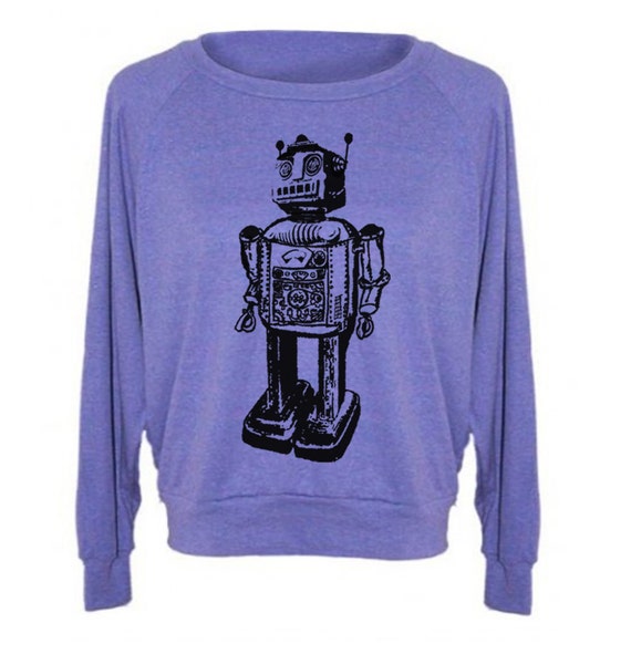 Items similar to Womens Vintage ROBOT Sweatshirt TriBlend Raglan
