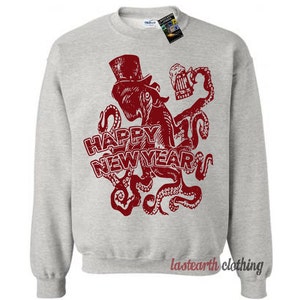 Nyårsbläckfisktröja / Hoodie / Hoodies / Unisex / Matchande tröjor / Par / Ugly Christmas-tröjor bild 5