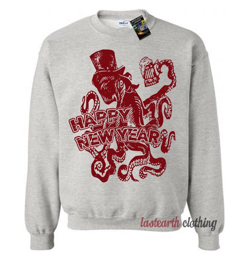Nyårsbläckfisktröja / Hoodie / Hoodies / Unisex / Matchande tröjor / Par / Ugly Christmas-tröjor bild 5