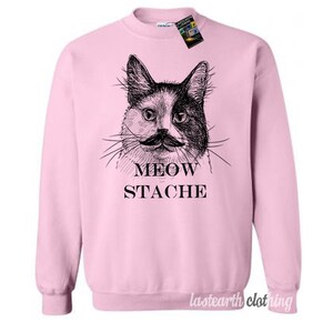 Katze Miau Stache Pullover Fleece Pullover Sweatshirt - S M L Xl 2X (Farboptionen)