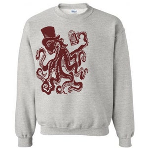 Octopus Sweatshirt Fleece Pullover Sweatshirt Funny Beer Sweater Mens Sweatshirt Womens Sweatshirt Gifts for Him