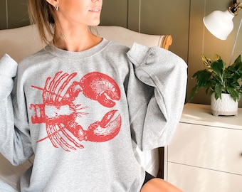 Lobster Sweatshirt, Maine Sweatshirt, Lobster Lover, Lobster Gift, Womens Lobster Sweatshirt, Gifts for Her, Men's Sweatshirt, Beachy Shirt