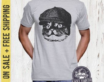 Mens 2X Cat Shirt, Hooligan Cat Print, On Sale, Free Shipping