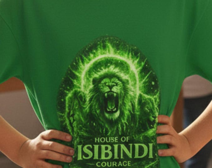 Isibindi Courage Lion Crest Youth Graphic Tee PBIS School Spirit t shirt Kids House System Classroom Culture Top Student Gift