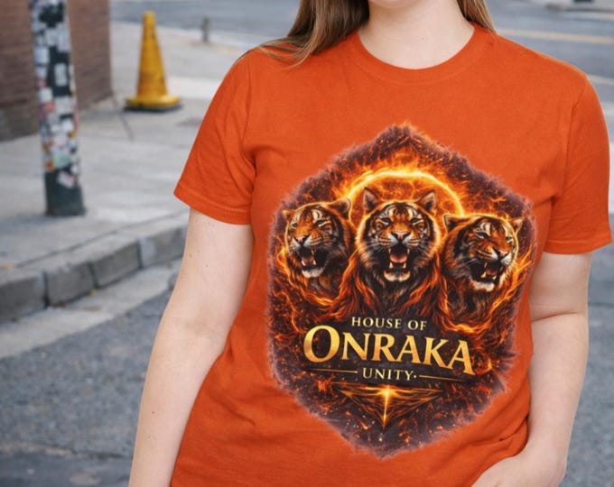 Onraka House Tshirt Orange Tiger Graphic School Spirit Tee RCA Inspired Fan Top T shirt Gift for Student House System Pride Wear