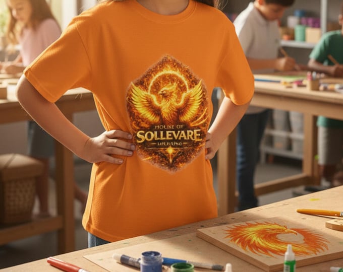 Sollevare Rising Phoenix Youth Graphic Tee PBIS School Spirit t shirt Kids House System Classroom Culture Top Student Gift