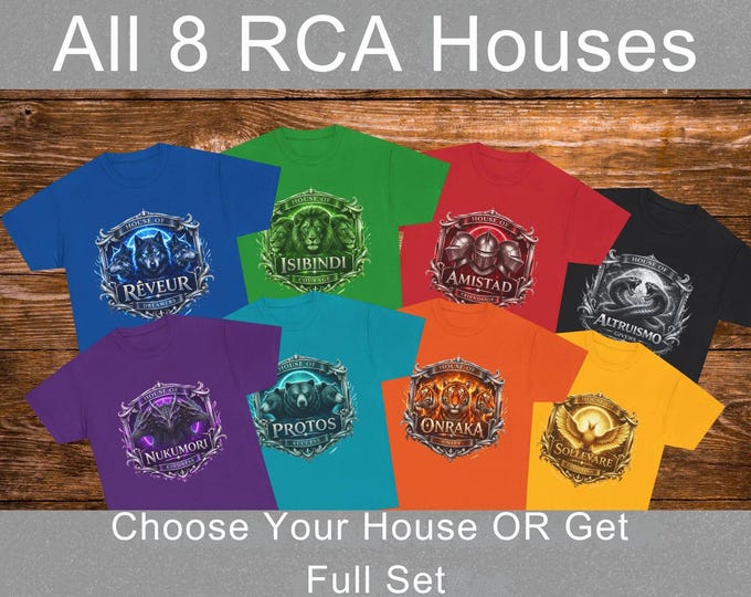 Adult RCA Houses Inspired Spirit T-Shirt Rêveur Amistad Shirt Isibindi Tshirt Nukumori Protos Onraka Top Altruismo and Sollevare Graphic Tee