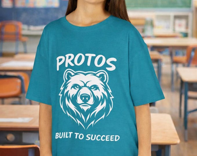 Protos Built to Succeed Youth Graphic Tee PBIS School Spirit t shirt Kids House System Achievement Mindset T-Shirt