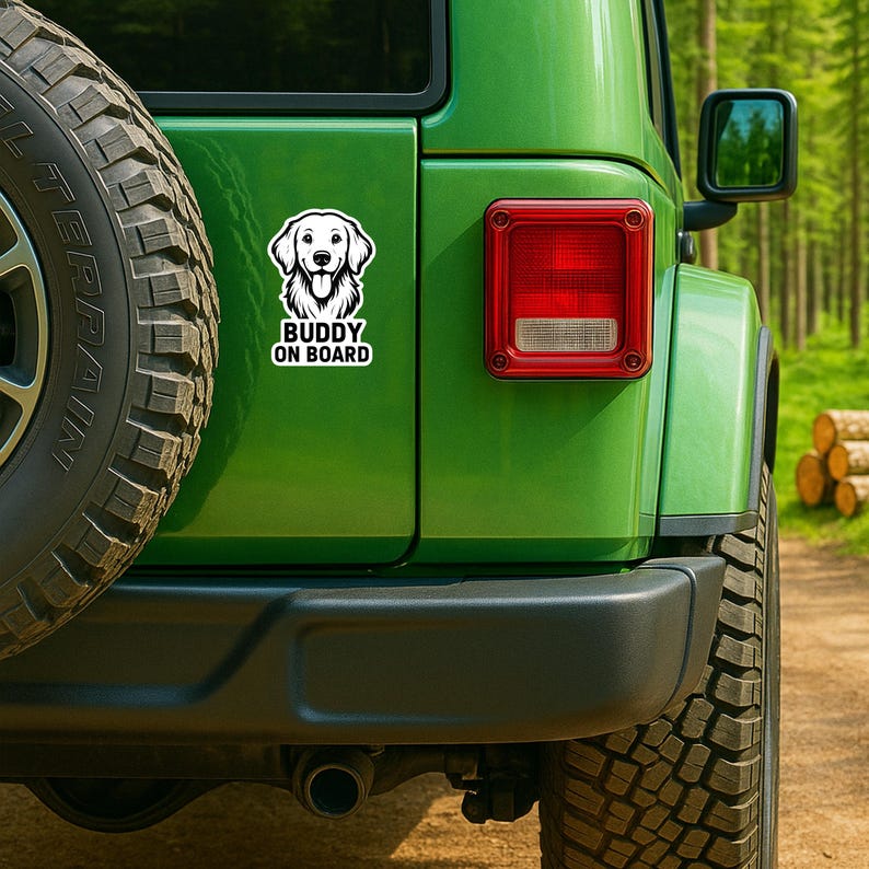 Buddy on Board Car Sticker | Dog in Car Vinyl Decal 15x10,5 Cm ...