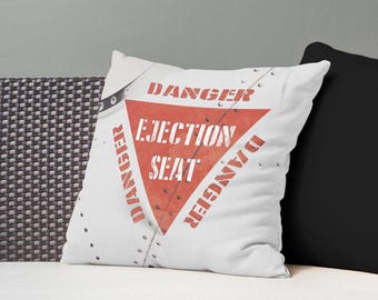 Danger Ejection Seat Throw Pillow