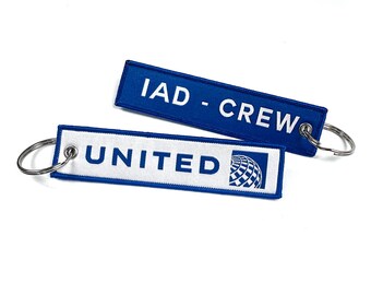 United Airlines Crew Embroidered Keyring
