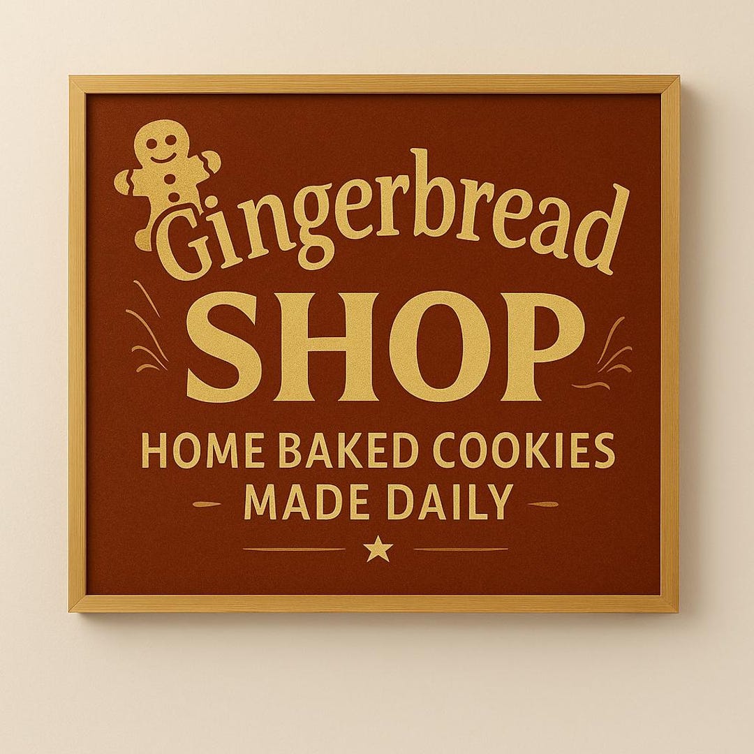 Gingerbread Shop Printable • Vintage Christmas Kitchen Decor (digital ...