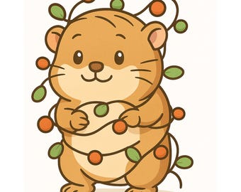 Jultryck med hamster | Juldekorationer för barnrum (digital nedladdning)