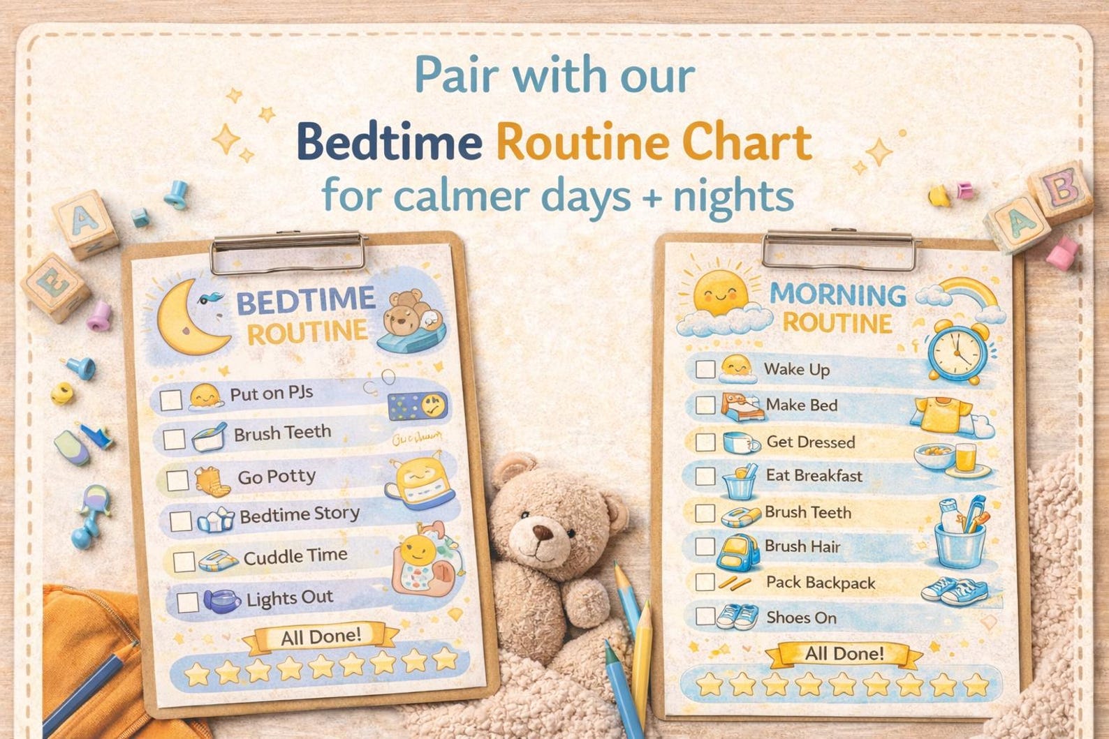 Morning Routine Chart for Kids Printable | Visual Morning Checklist for ...